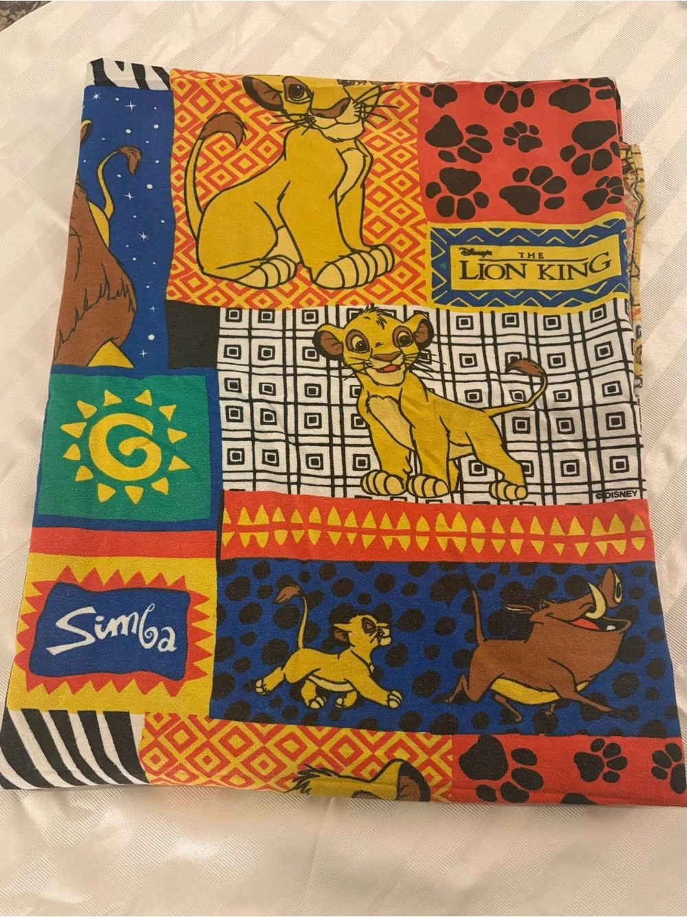 Vintage Disney Lion King Twin Flat Sheet 100% Cotton Simba 90s